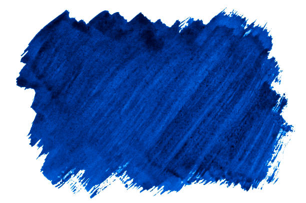 obscuridade-fundo azul do sumário da aguarela, cores do espaço, lugar isolado com divórcios e beiras. pinturas do vintage para o projeto e a decoração. quadro com espaço da cópia. - paint stroke frame blue - fotografias e filmes do acervo