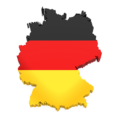 German Map With Flag isolated on white background. 3D render