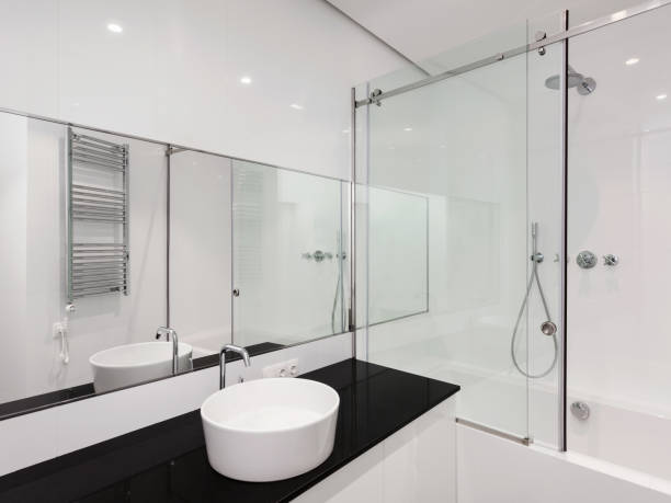 istock Modern interior of new bathroom in house 1176720011