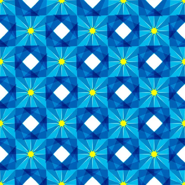 Vector illustration of Geometric seamless pattern with rhombuses. Abstract background decoration. Vector illustration for design. Blue color.