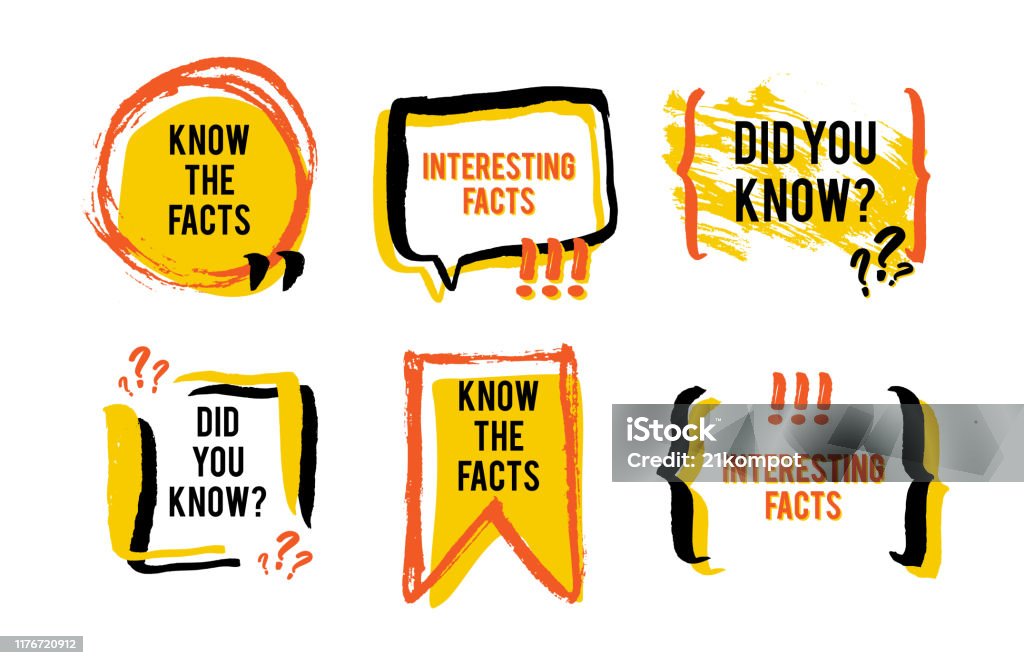 Interesting Facts Speech Bubble Icon Fun Fact Idea Label Banner For  Business Marketing And Advertising Funny Question Sign For Logo Vector  Design Element With Hand Brush Strokes Isolated On White Stock Illustration  -