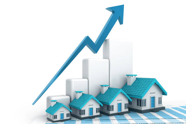 gráfico de creciente venta de viviendas - rating debt usa stock market fotografías e imágenes de stock