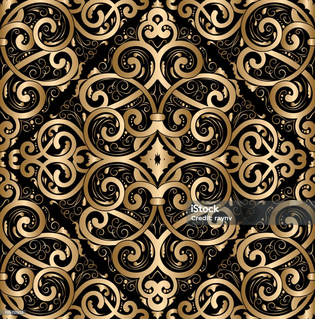 Trang Trí Cổ Điển Cổ Điển Vàng Mô Hình Damask Liền Mạch Kết Cấu Cổ ...