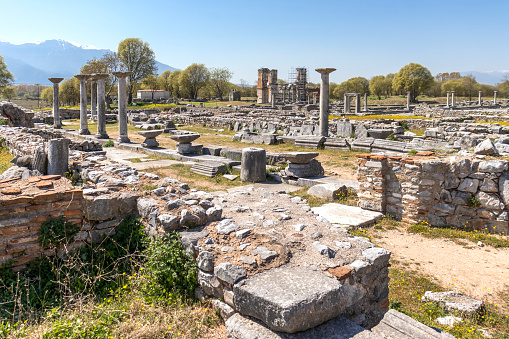 Ancient Ruins at archaeological site of Philippi, Eastern Macedonia and Thrace, Greece