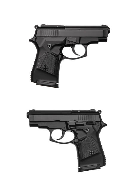 istock Black gun pistol isolated on white background 1176724090