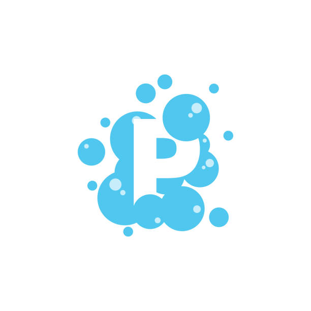 bańka z początkową literą p szablonem graficznym - letter p water liquid text stock illustrations