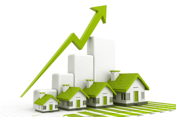 Growing home sale graph stock photo