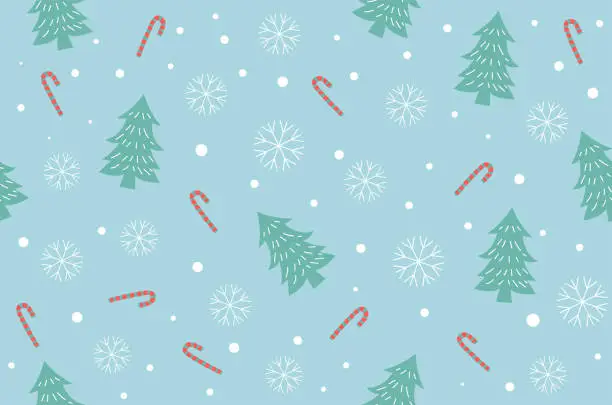 Vector illustration of winter Christmas seamless pattern background. Vector Illustration