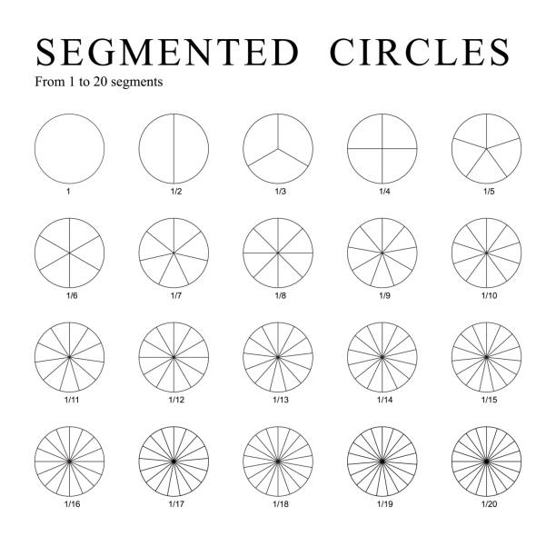 illustrations, cliparts, dessins animés et icônes de cercles segmentés noirs isolés sur un fond blanc. vecteur. - 6 series