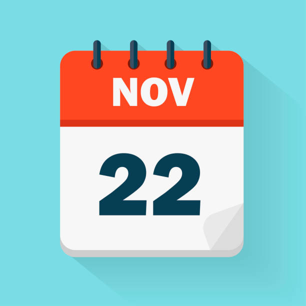 illustrazioni stock, clip art, cartoni animati e icone di tendenza di 22 novembre. icona del calendario giornaliero in formato vettoriale.  data, ora, giorno, mese. vacanze - calendar october time week