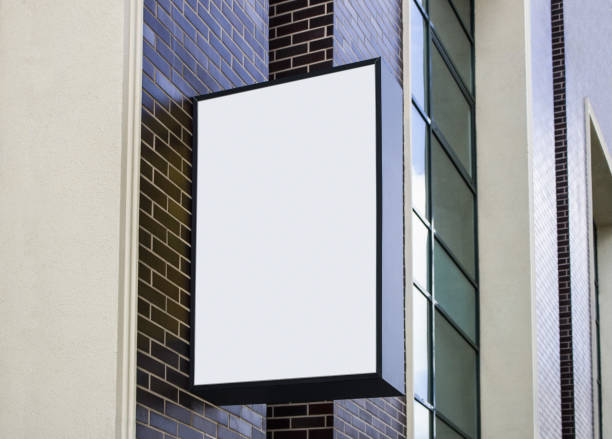 istock Blank white outdoor box with black frame mockup wall mounted 1176737945