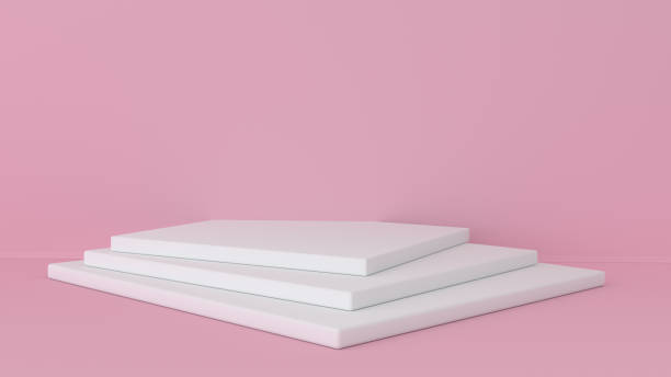 istock Pink studio and pedestal background. Platform for beauty products display. Realistic mock up in modern minimal design. 3d illustration, 3d rendering. 1176739473
