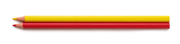 istock Yellow and red pencils isolated on white background. Top view 1176739719