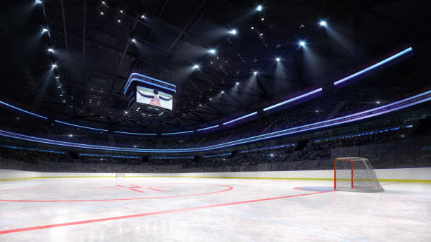 istock empty ice hockey arena inside playground view illuminated by spotlights 1176740824