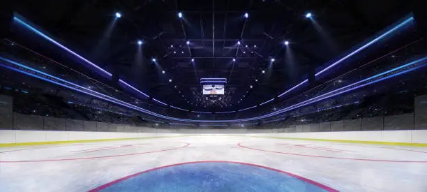 hockey and skating stadium indoor 3D render illustration background, my own design