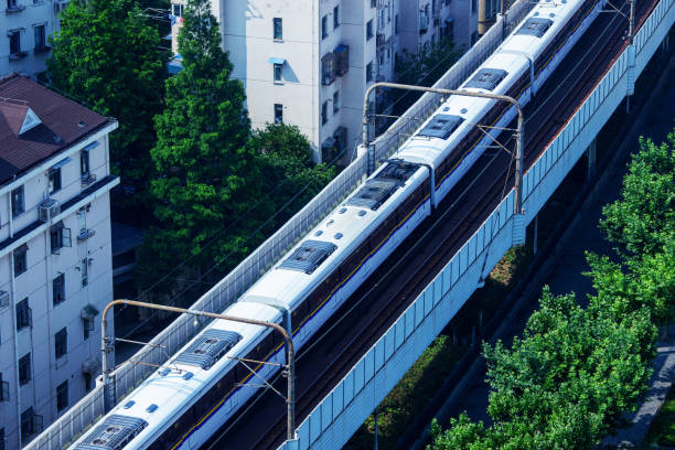 istock Subway driving on elevated road in Shanghai 1176740930