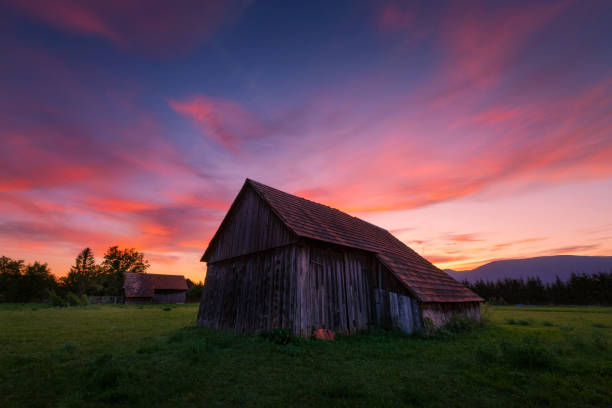 Traditional barn in Turiec region, central Slovakia.\