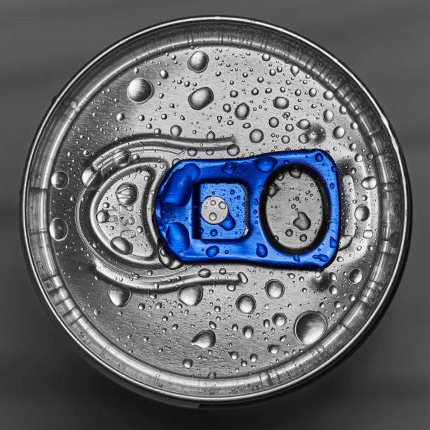 One can of energy drink covered with waterdrops