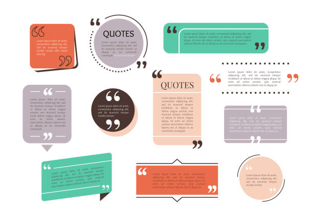 Quote text box, bubble for comment, mark design. Set of quotation banner template in flat modern style. Vector illustration background Quote text box, bubble for comment, mark design. Set of quotation banner template in flat modern style. Vector illustration background. note message stock illustrations