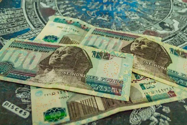 Money of Egypt. Egyptian pound background. One hundred pounds