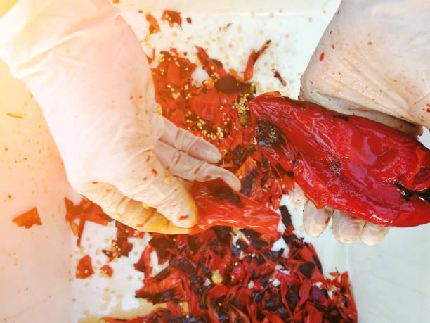 istock Cooked and grilled peppers prepared for sauce cooking 1176743945