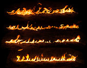 Set of Fire Flames design elements isolated on black background