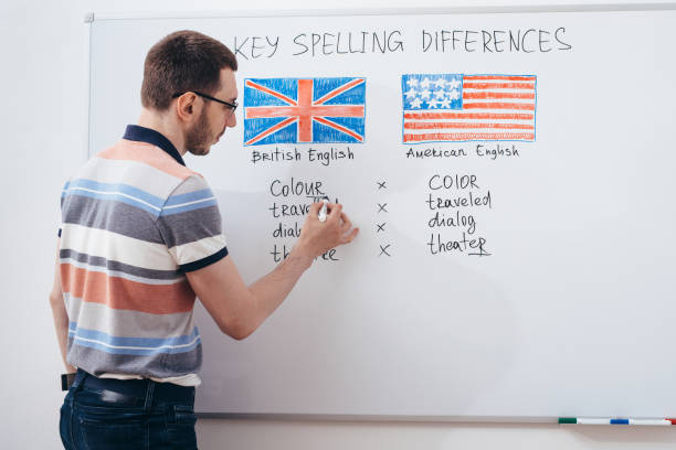 istock Tutor writing grammar on whiteboard. English language school. 1176746454
