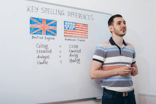 istock Teacher talks about the difference between British and American English. 1176746460