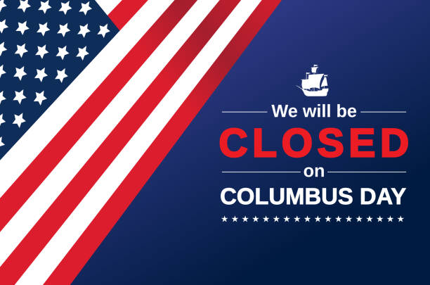 Columbus Day card. We will be closed sign. Vector Columbus Day card. We will be closed sign. Vector illustration. EPS10 replica santa maria ship stock illustrations