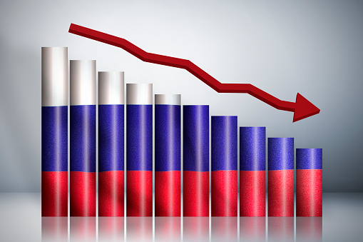 The graph down about Russia Stock Photo