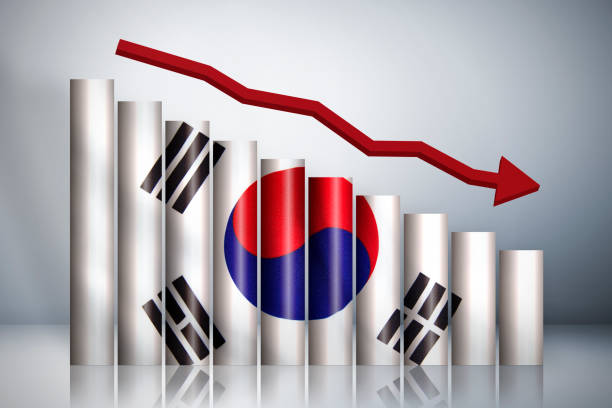 The graph down about South Korea Stock Photo