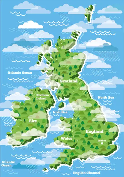 Vector illustration of United Kingdom big map