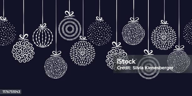 エレガントなクリスマスボーブルシームレスなパターン手描きのボール テキスタイル壁紙招待状バナーのための素晴らしい ベクター表面デザイン - クリスマスのベクターアート素材や画像を多数ご用意