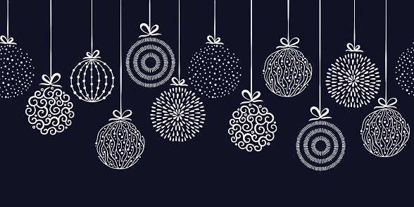 Elegant Christmas baubles seamless pattern, hand drawn balls - great for textiles, wallpapers, invitations, banners - vector surface design