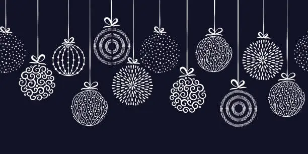 Vector illustration of Elegant Christmas baubles seamless pattern, hand drawn balls - great for textiles, wallpapers, invitations, banners - vector surface design
