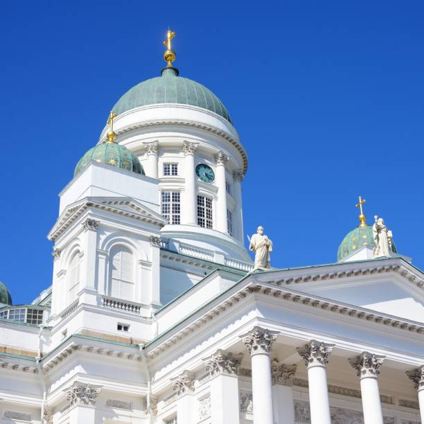 istock Helsinki cathedral view against blue sky 1176753167