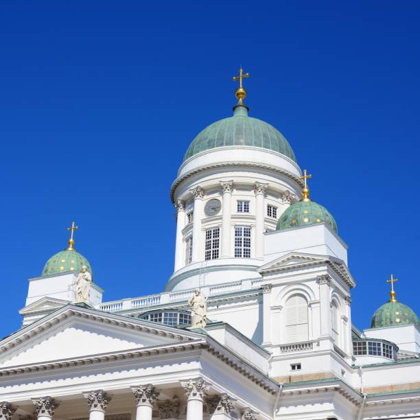 istock Helsinki cathedral view against blue sky 1176753169