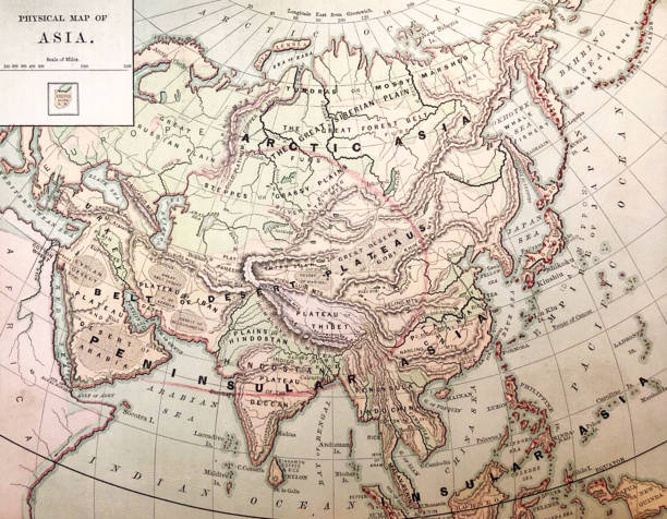 istock Antique illustration - 1878 Geography - Physical map of Asia 1176759203