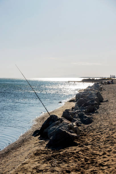istock Fishing rod on sand at coast in Turkey 1176763443