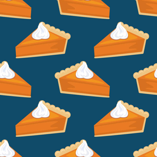 illustrations, cliparts, dessins animés et icônes de modèle plat de tarte de citrouille d'automne d'automne sans couture - square slice