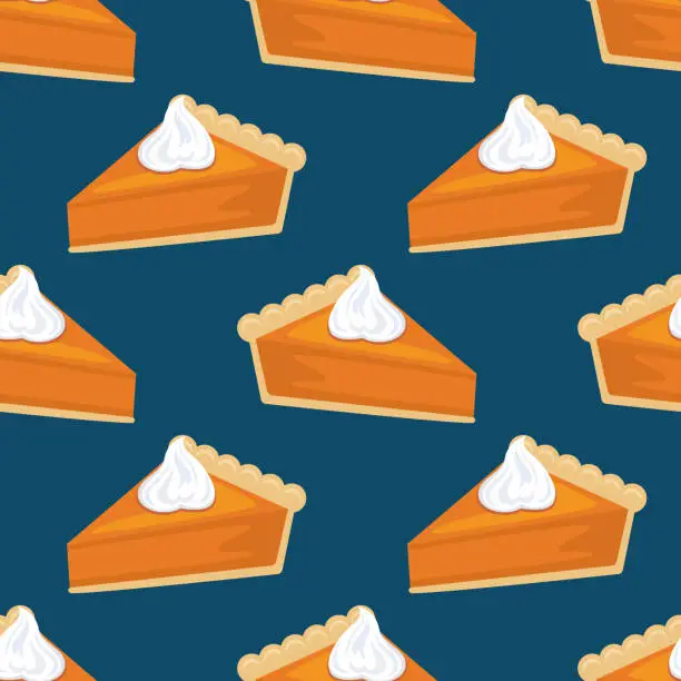 Vector illustration of Flat Design Autumn Seamless Pumpkin Pie Pattern