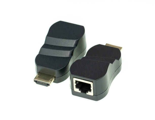 istock Image of HDMI extender to network lan internet adapter computer isolated on white background. Computer hardware. 1176767278