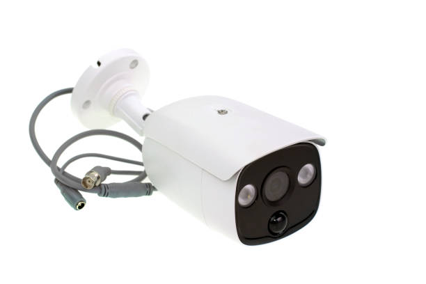 istock Image of white security CCTV camera or closed circuit television  isolated on white background. 1176767821