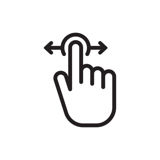 illustrations, cliparts, dessins animés et icônes de icône de balayage de main, défilement horizontal - left handed