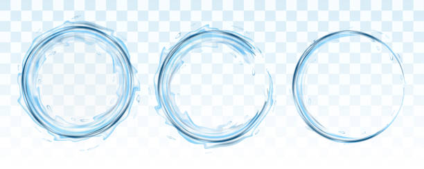 illustrazioni stock, clip art, cartoni animati e icone di tendenza di cerchio di schizzi d'acqua isolato su sfondo trasparente. illustrazione vettoriale realistica - swirl liquid vortex water