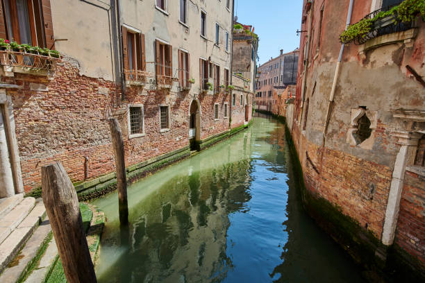 Very old buildings across Rio Di San Marcuola. Sestiere Cannaregio. Venice. Veneto. Italy.