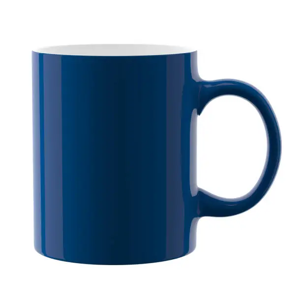 Blue mug. Isolated on white background. 3D illustration.