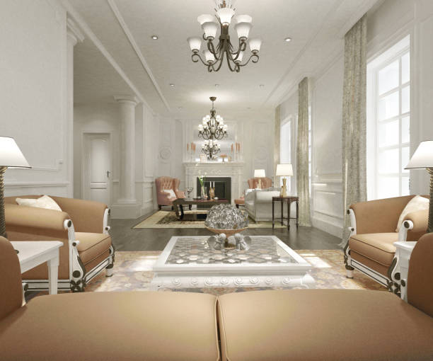 istock 3D Render of Classic Style Home Living room 1176778166