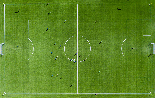 Campo de fútbol verde Vista aérea photo