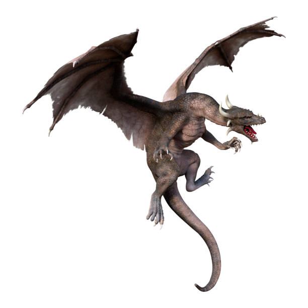 istock 3D illustration fantasy dragon on white 1176779373